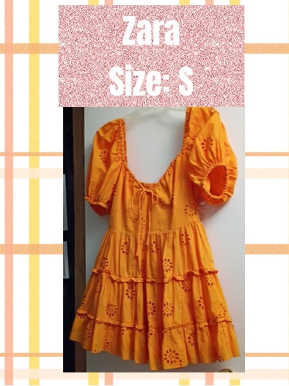 Zara Bold Orange Smocked Top with Ruching